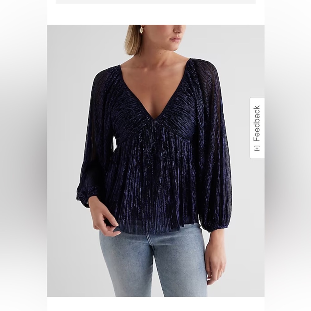 Express Baby Doll Shimmer Top ✨🪩